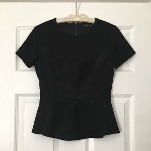 BCBG Subtle Peplum Black Top